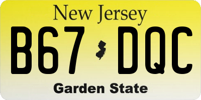NJ license plate B67DQC