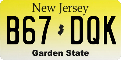 NJ license plate B67DQK