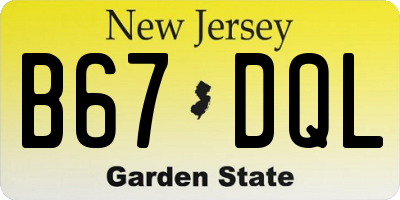 NJ license plate B67DQL