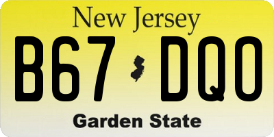 NJ license plate B67DQO