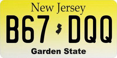 NJ license plate B67DQQ