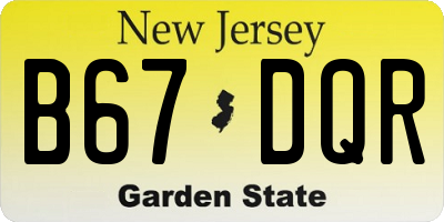 NJ license plate B67DQR