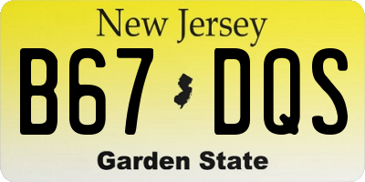 NJ license plate B67DQS