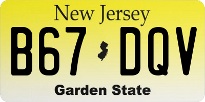 NJ license plate B67DQV