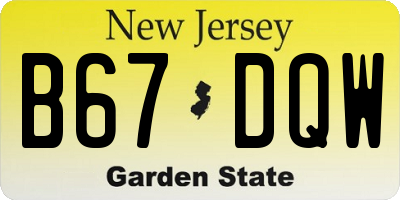NJ license plate B67DQW