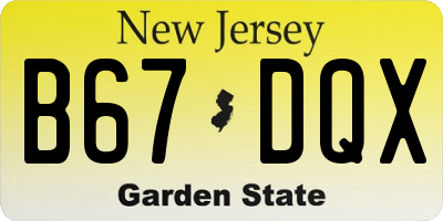 NJ license plate B67DQX