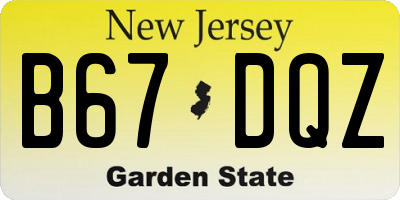 NJ license plate B67DQZ