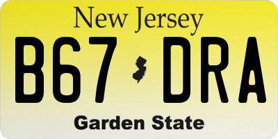 NJ license plate B67DRA