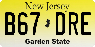 NJ license plate B67DRE