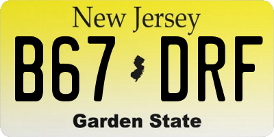 NJ license plate B67DRF