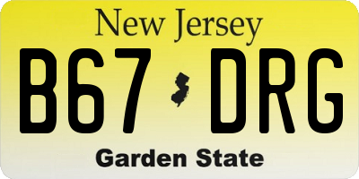NJ license plate B67DRG