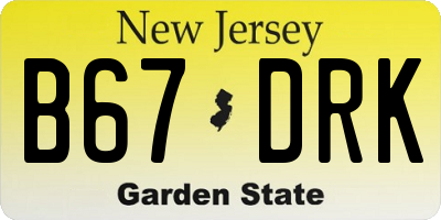 NJ license plate B67DRK
