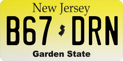 NJ license plate B67DRN