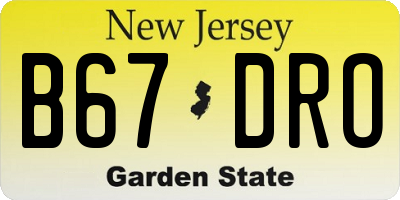 NJ license plate B67DRO