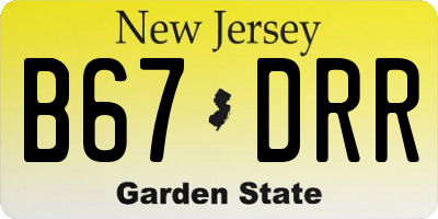 NJ license plate B67DRR