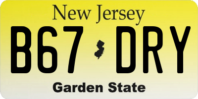 NJ license plate B67DRY