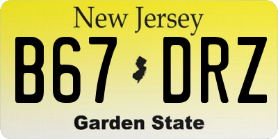 NJ license plate B67DRZ
