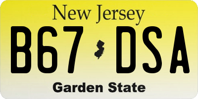 NJ license plate B67DSA