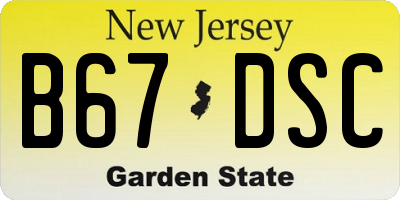 NJ license plate B67DSC