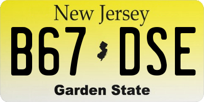 NJ license plate B67DSE