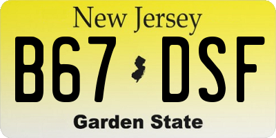 NJ license plate B67DSF