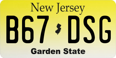 NJ license plate B67DSG