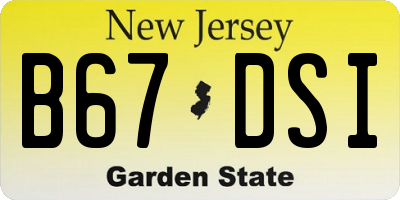 NJ license plate B67DSI