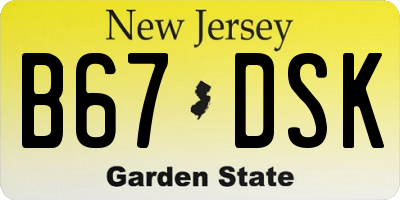 NJ license plate B67DSK