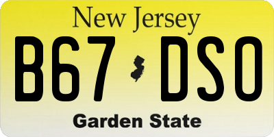 NJ license plate B67DSO