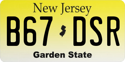 NJ license plate B67DSR