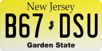 NJ license plate B67DSU
