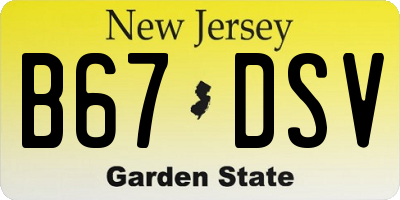 NJ license plate B67DSV