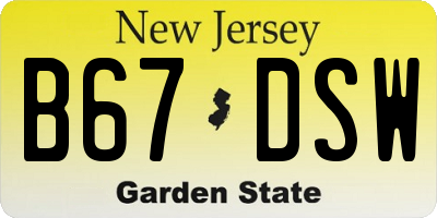 NJ license plate B67DSW