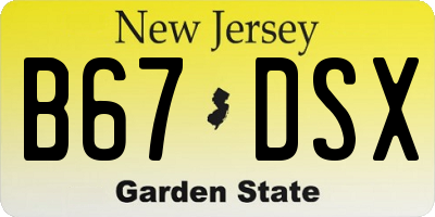 NJ license plate B67DSX