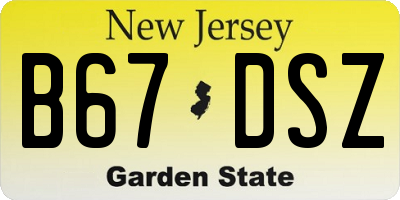 NJ license plate B67DSZ