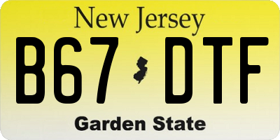 NJ license plate B67DTF