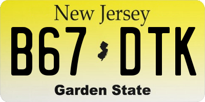 NJ license plate B67DTK
