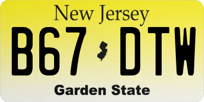 NJ license plate B67DTW
