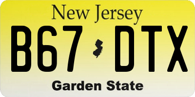 NJ license plate B67DTX