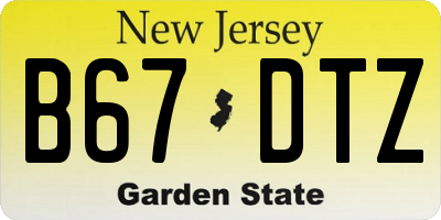 NJ license plate B67DTZ