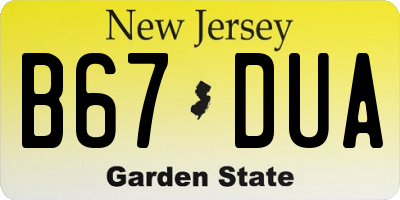 NJ license plate B67DUA