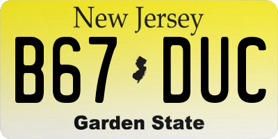 NJ license plate B67DUC