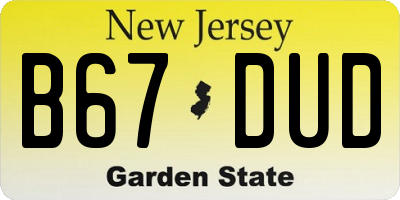 NJ license plate B67DUD