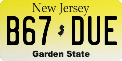 NJ license plate B67DUE