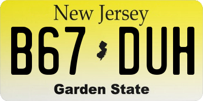 NJ license plate B67DUH