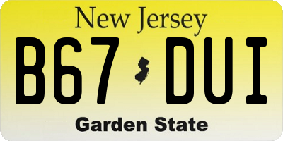 NJ license plate B67DUI