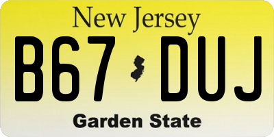 NJ license plate B67DUJ