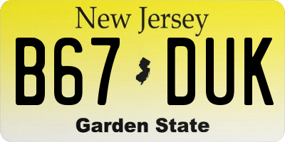 NJ license plate B67DUK