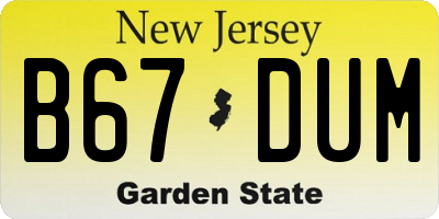 NJ license plate B67DUM