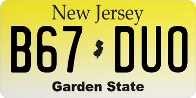 NJ license plate B67DUO